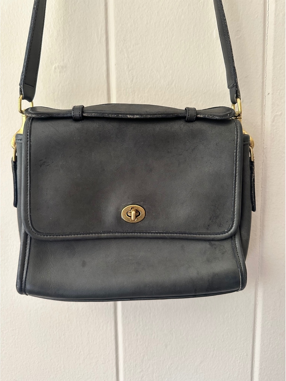 Vintage Gray Coach Court Bag 9870 Glovetanned Leather Crossbody 1998 w/ Hangtag